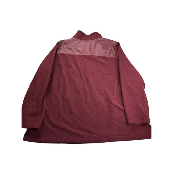 Talbots Womens Textured Pullover Fleece Jacket 2X Burgundy Quarter Zip Pockets - Picture 5 of 7